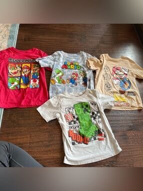 Kids Mario & Minecraft Tees- Size 7